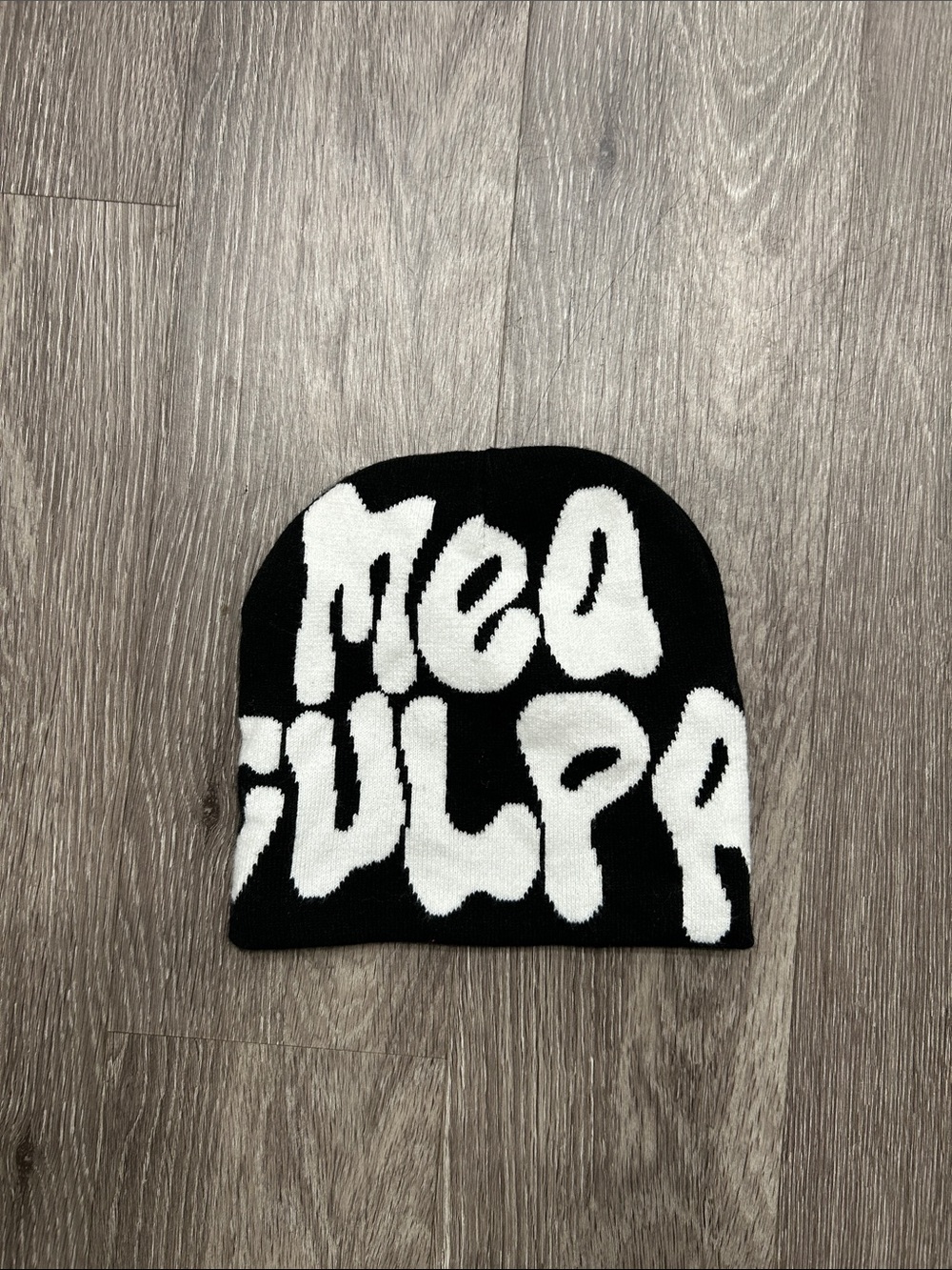 Black and White Mea Culpa Fun Day Beanie